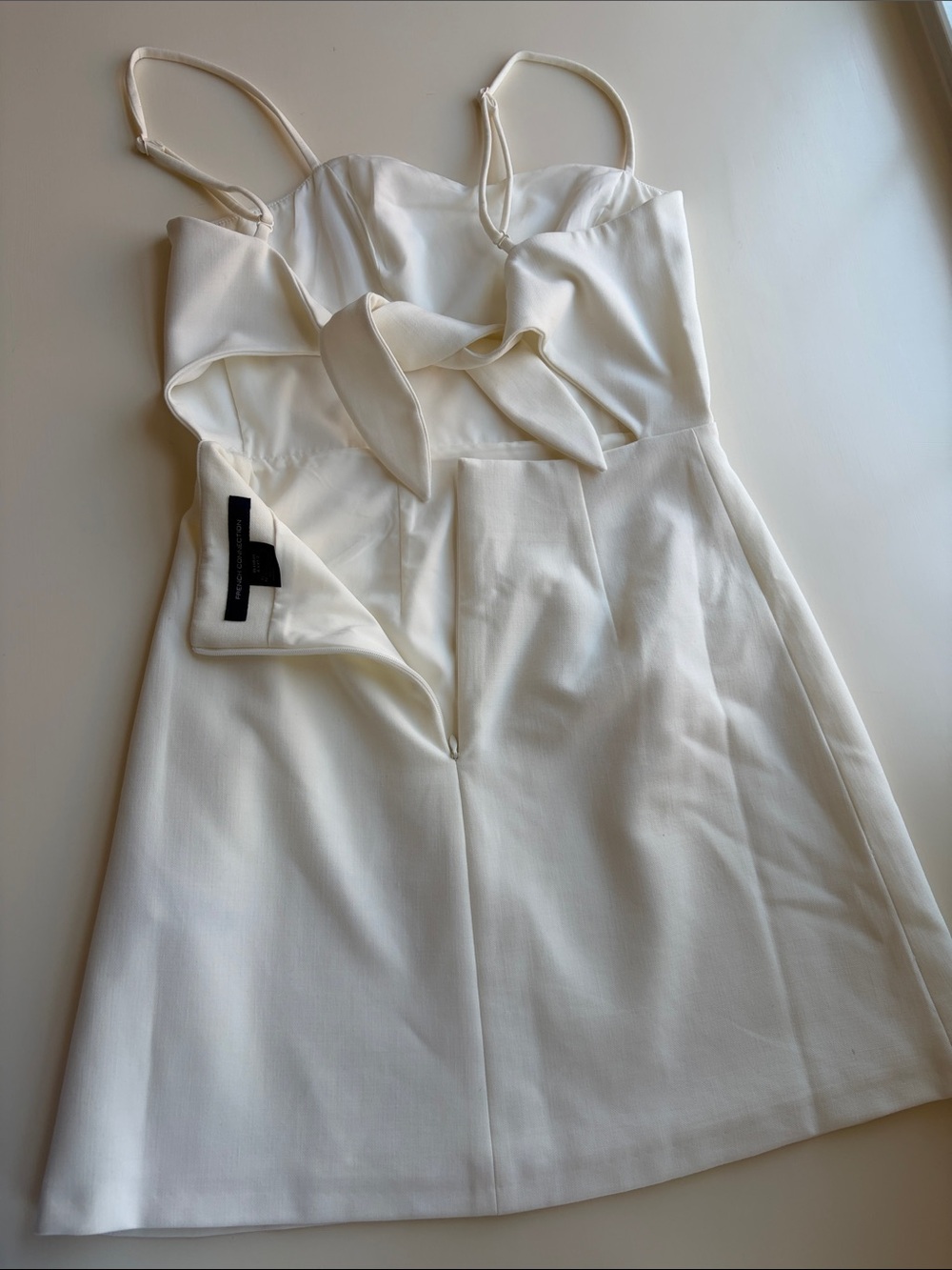 French Connection Cream Mini Dress with Spaghetti Straps